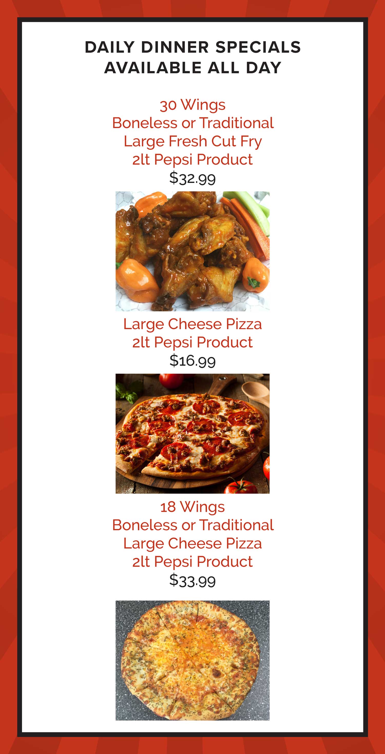 Specials Menu North Berwick & Sanford, ME Bubba Frye's Wings and Things